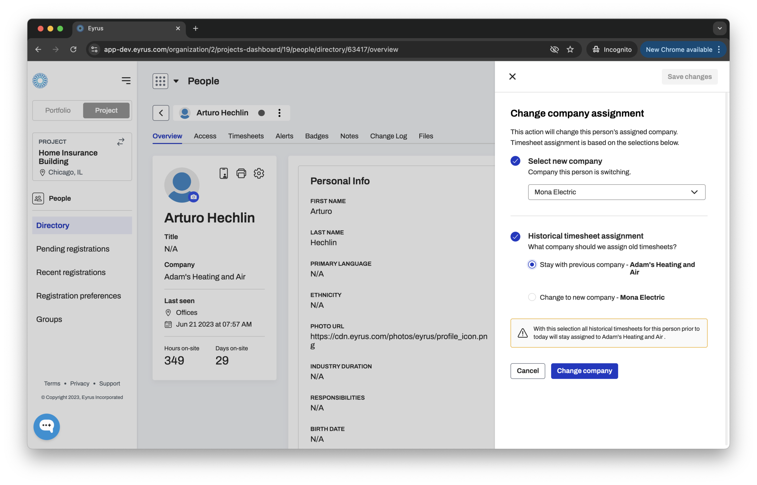 change company timesheet assignment.webp